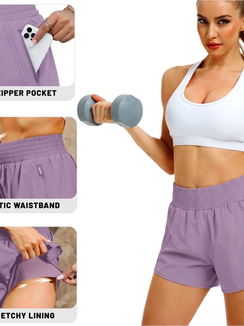 Rosvigor Womens Athletic High Waisted Shorts Running Workout Gym XS Purple - Picture 11 of 11